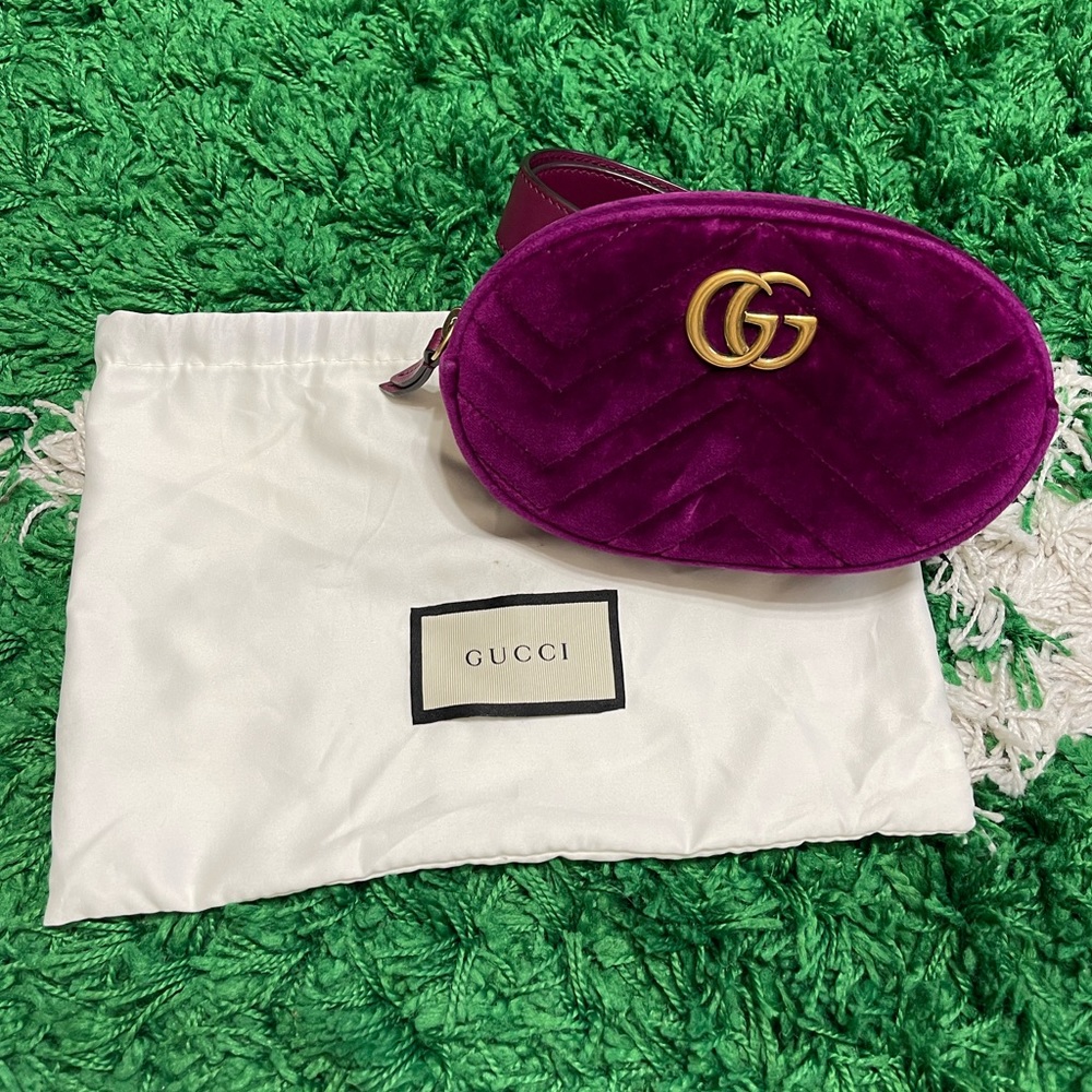 Gucci Purple Marmont Velvet Belt Bag